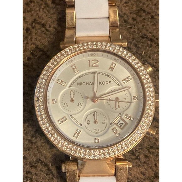 Michael Kors Womems Analog Watch Crystal Bezel MK=5774 Stainless Steel Caseback - Picture 2 of 7